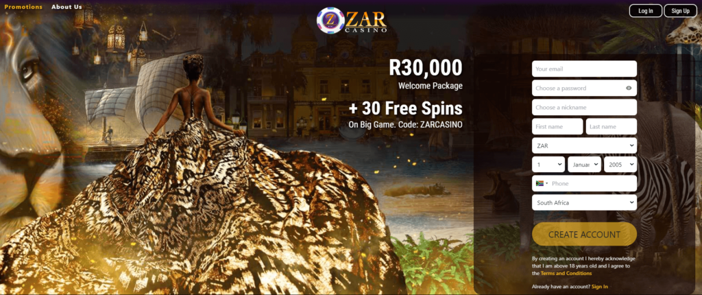 Zar casino registration form