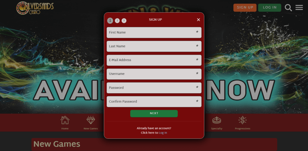 How to register at Silver Sands Casino