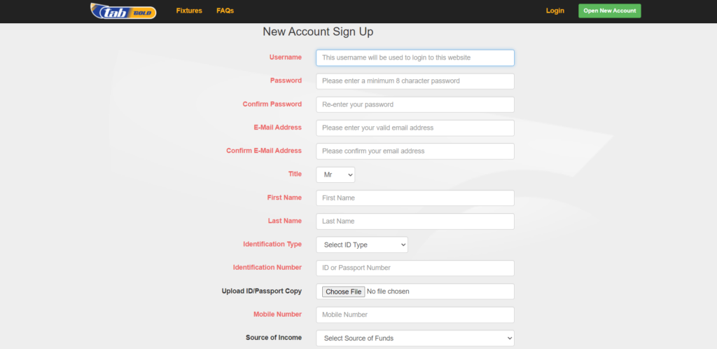 How to register at TabGold