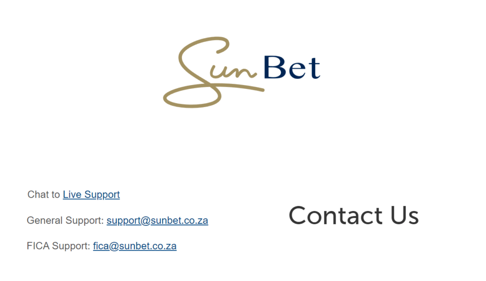 What is the Sunbet casino South Africa email address for support