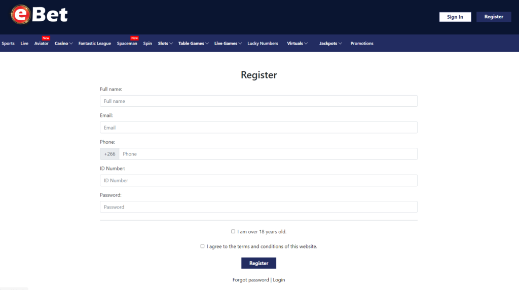 Registration Process in Ebet Lesotho