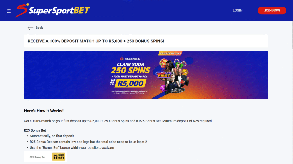 Information About the Welcome Bonus Offered by Super Sport Bet South Africa