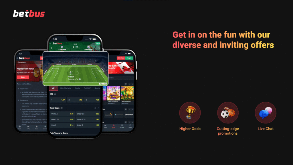 Overview of the mobile version of Betbus