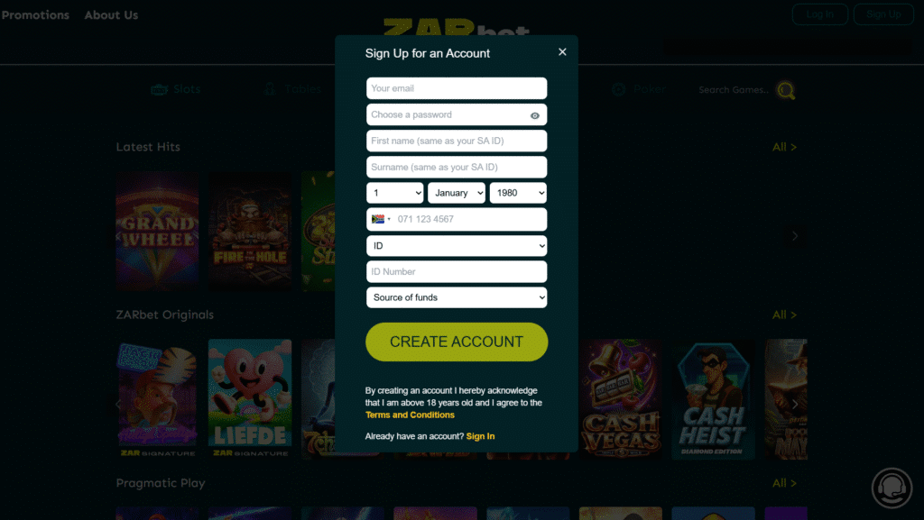 Step-by-Step Guide for the Registration Process in ZAR Bet South Africa